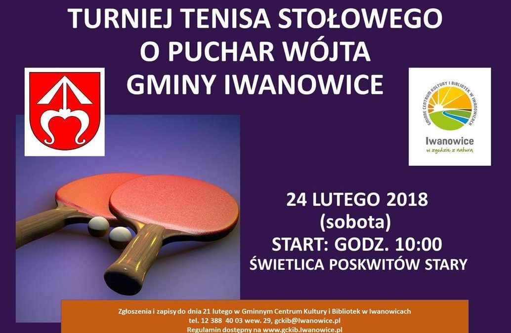 Turniej Tenisa Stołowego o puchar Wójta Gminy Iwanowice!