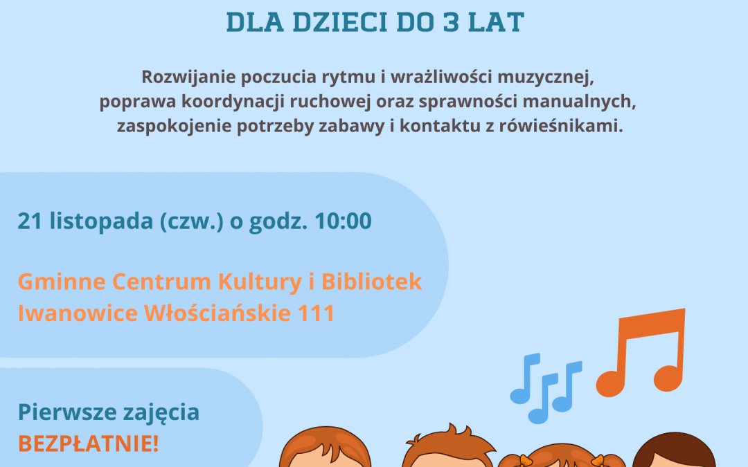Zajęcia muzyczno – rytmiczne dla dzieci do 3 roku życia!!!