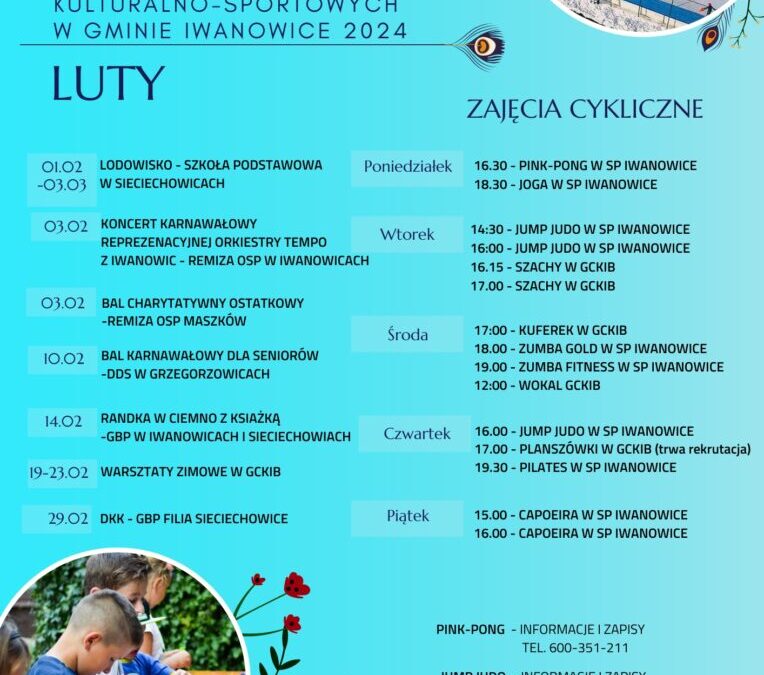 Kalendarz wydarzeń kulturalno – sportowych w Gminie Iwanowice – luty 2024