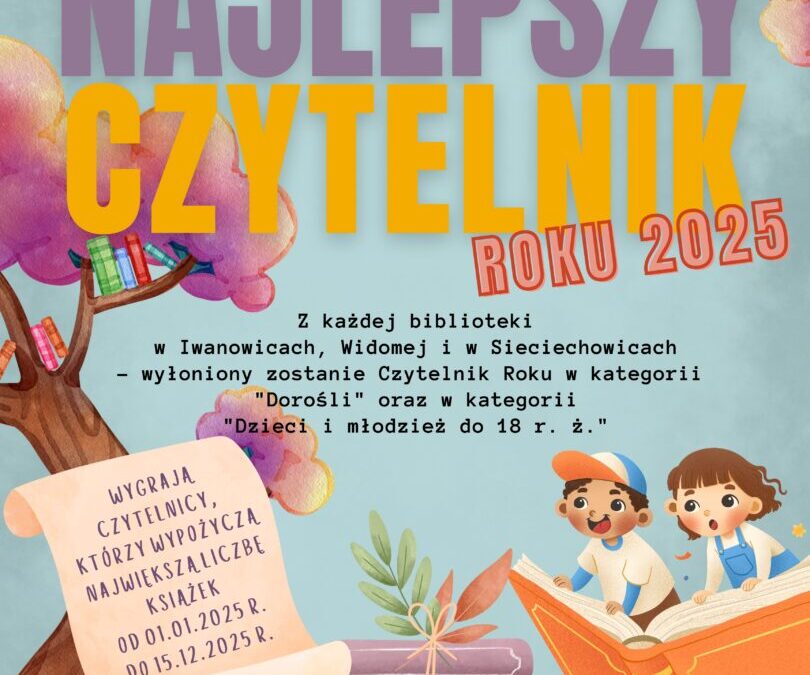 Gminny konkurs czytelniczy „NAJLEPSZY CZYTELNIK 2025 ROKU”