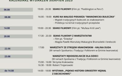 Kalendarz wydarzeń – Sierpień 2025 w Muzeum Regionalnym w Iwanowicach!