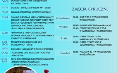 Kalendarz wydarzeń kulturalno – sportowych w Gminie Iwanowice – Sierpień 2025 r.