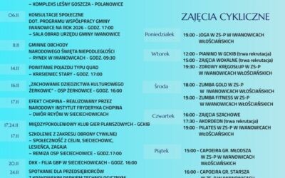 Kalendarz wydarzeń kulturalno – sportowych w Gminie Iwanowice – listopad 2025 r.