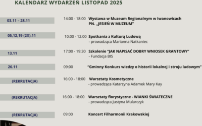 Kalendarz wydarzeń – listopad 2025 w Muzeum Regionalnym w Iwanowicach!