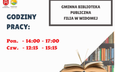 Nowe godziny pracy Biblioteki – Filia w Widomej!