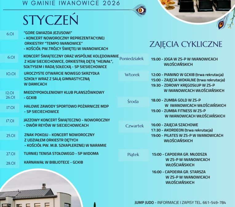 Kalendarz wydarzeń kulturalno-sportowych w Gminie Iwanowice – styczeń 2026 r.