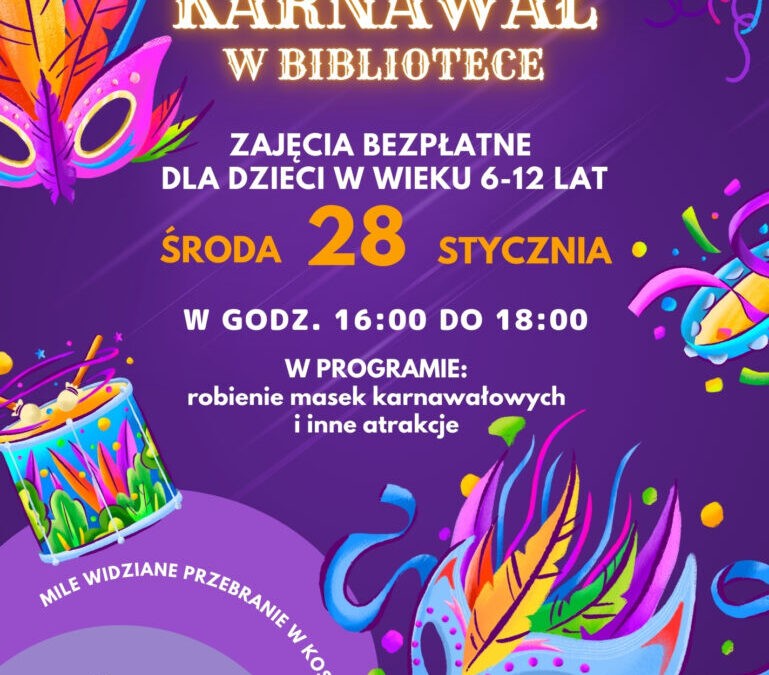 Zapraszamy na Bal Karnawałowy w Bibliotece!