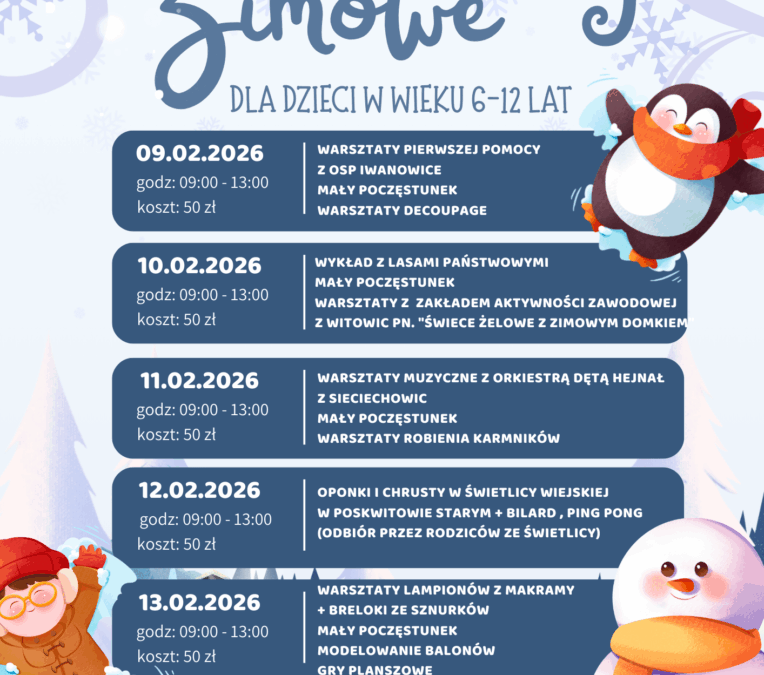 Warsztaty zimowe pełne atrakcji w GCKIB Iwanowice!