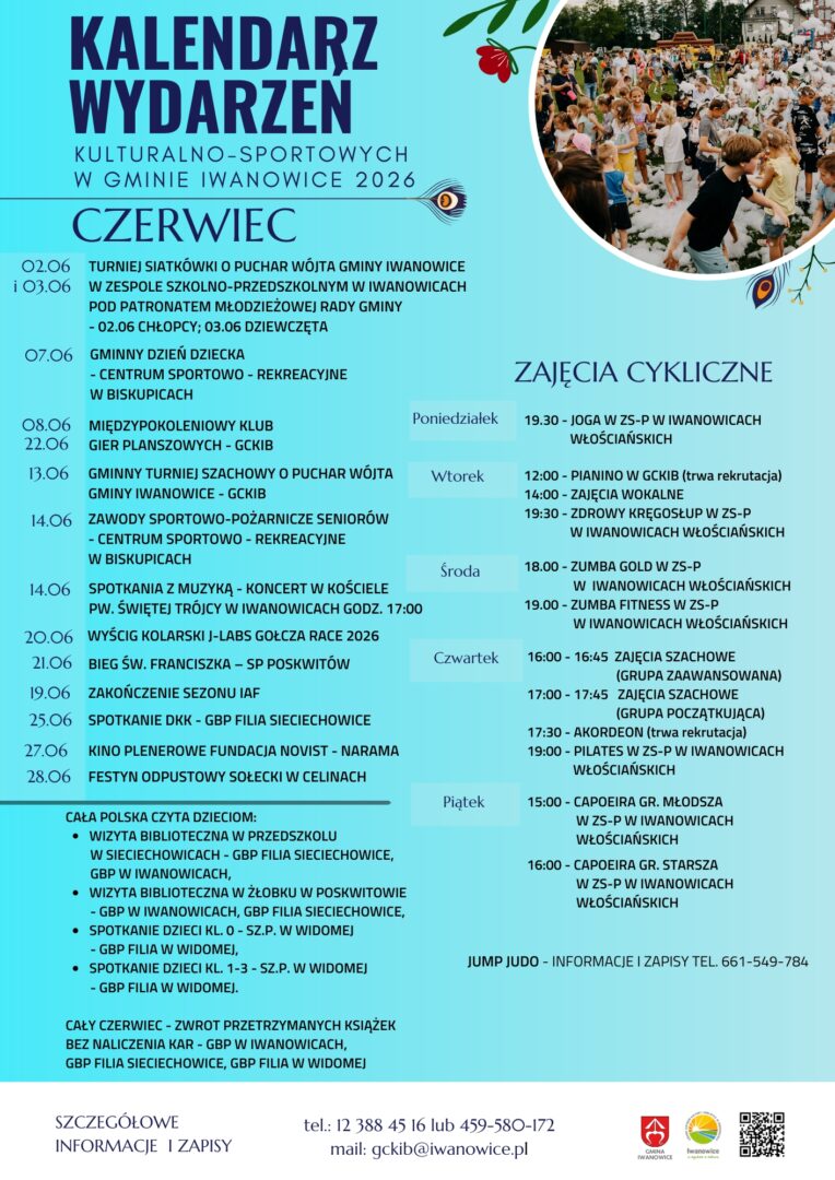 kalendarz wydarzeń gminy Iwanowice na miesić czerwiec 2026