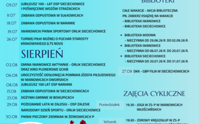 Kalendarz wydarzeń kulturalno-sportowych w Gminie Iwanowice – Lipiec – Sierpień 2026 r.